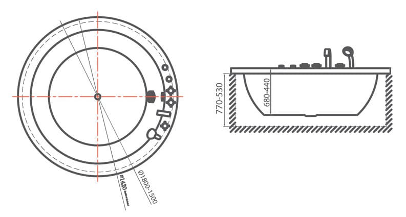 Bản vẽ kỹ thuật bồn tắm đặt sàn đá nhân tạo Clara CBT-130 1.7m