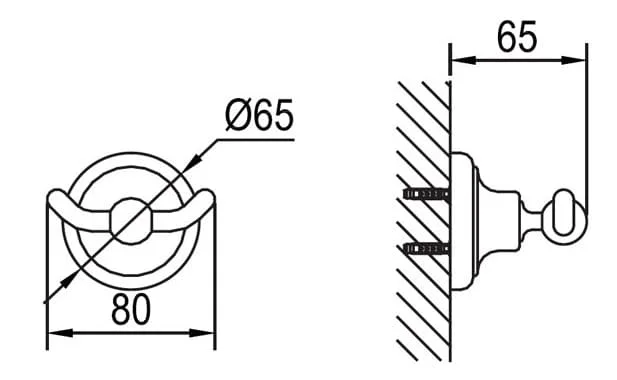 Bản vẽ kỹ thuật móc treo áo đôi mạ vàng Clara CA19-1