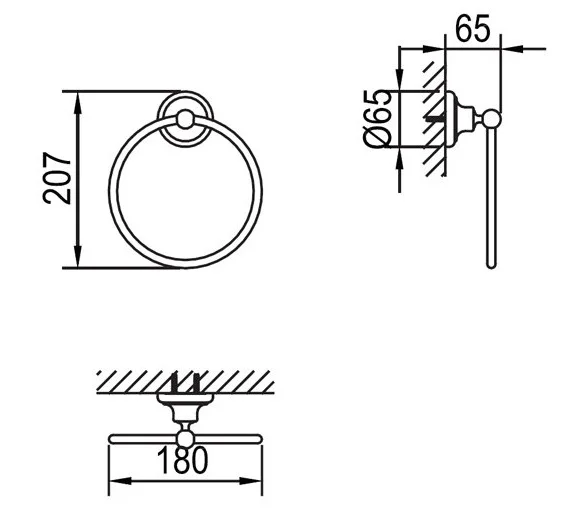 Bản vẽ kỹ thuật vòng treo khăn mạ vàng CLARA CA20-3