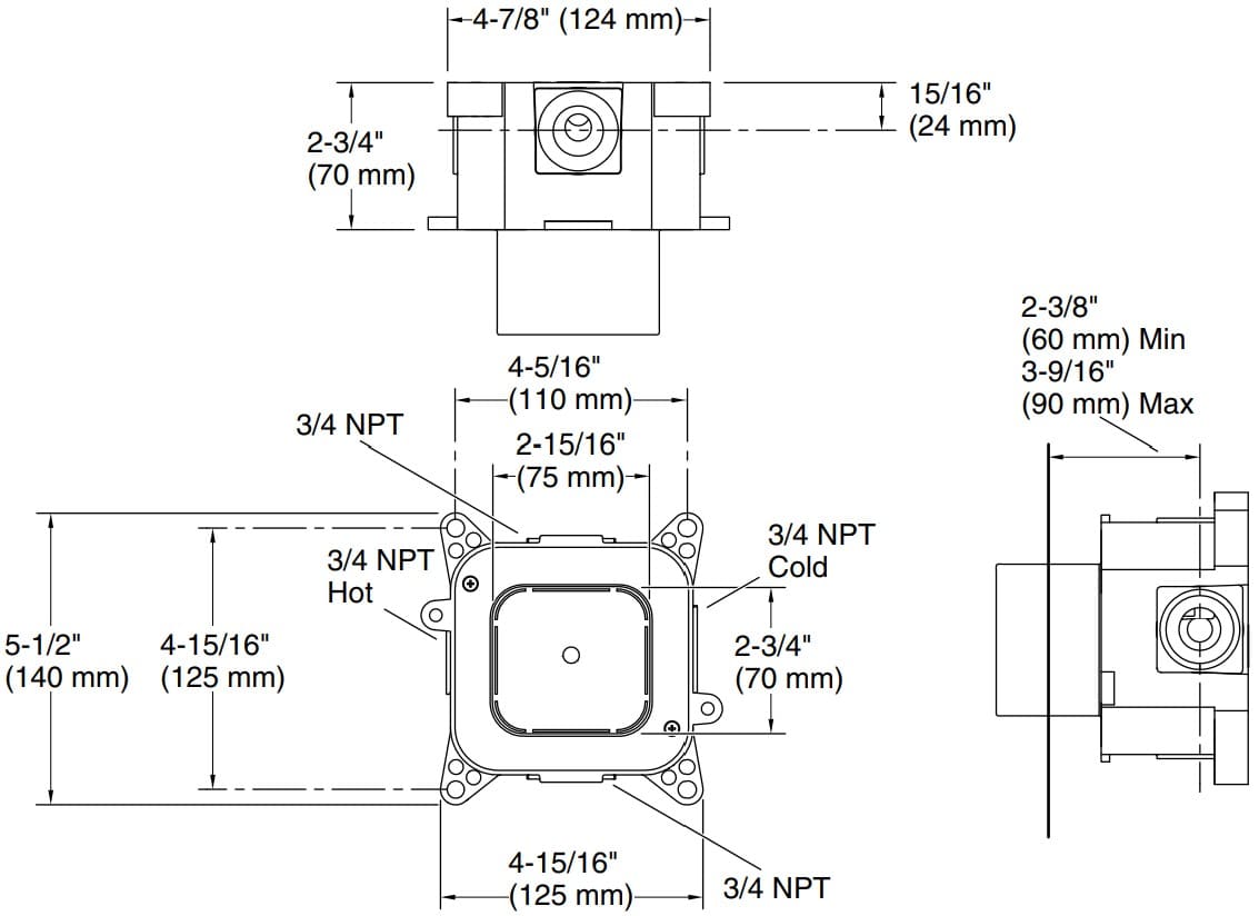 Bản vẽ van âm tường Kallista P32995-00-NA