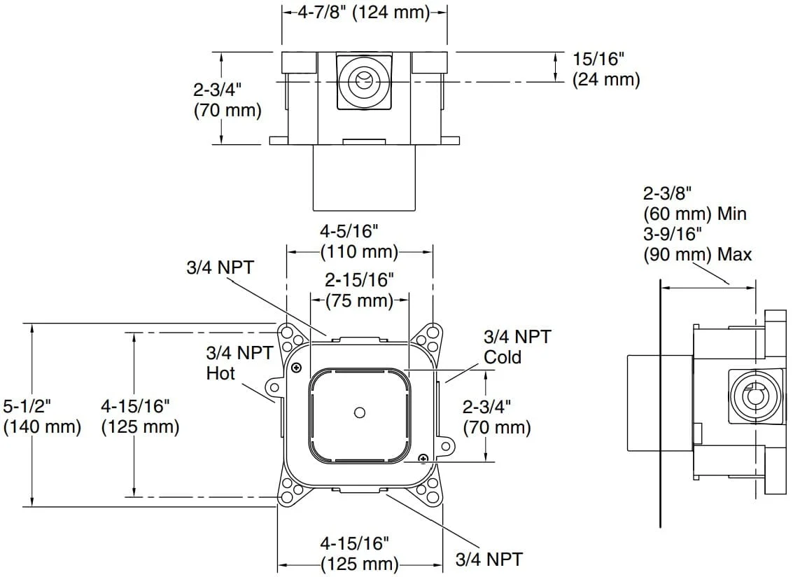 Bản vẽ van âm tường Kallista P32995-00-NA