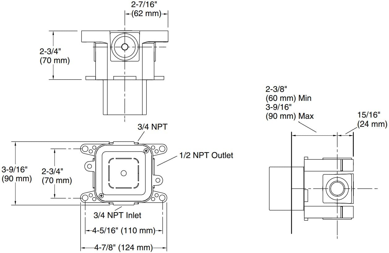 Bản vẽ van âm tường Kallista P32996-00-NA