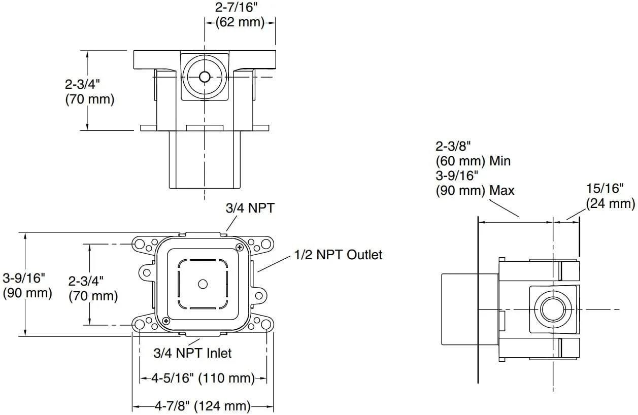 Bản vẽ van âm tường Kallista P32996-00-NA