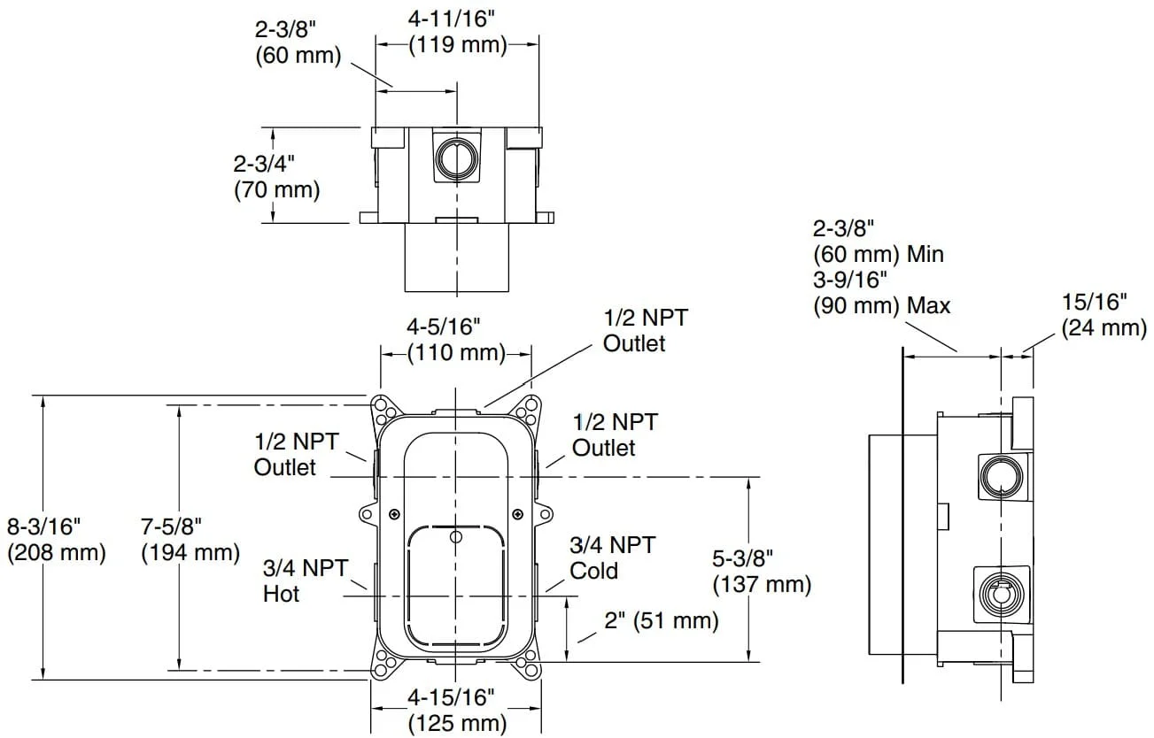 Bản vẽ van âm tường Kallista P32999-00-NA