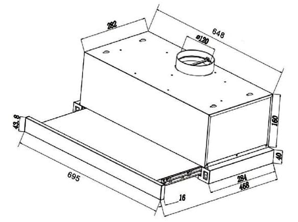 Bản vẽ kỹ thuật máy hút khói khử mùi cao cấp Sevilla SV-700S Pro
