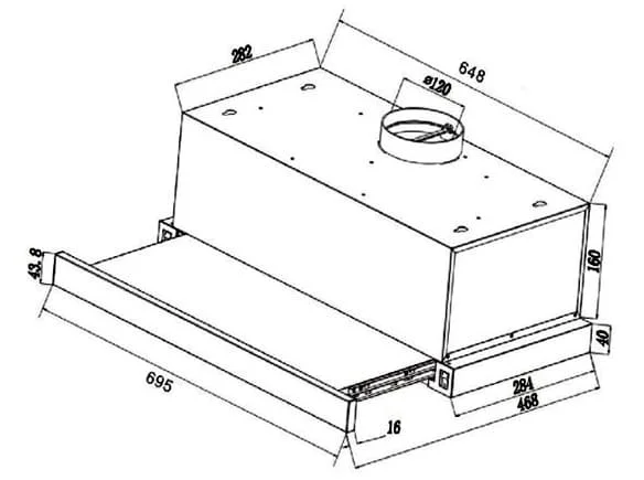 Bản vẽ kỹ thuật máy hút khói khử mùi cao cấp Sevilla SV-700S Pro