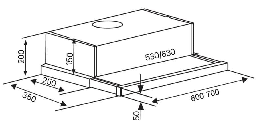 Bản vẽ kỹ thuật máy hút khói khử mùi cao cấp Sevilla SV-X70