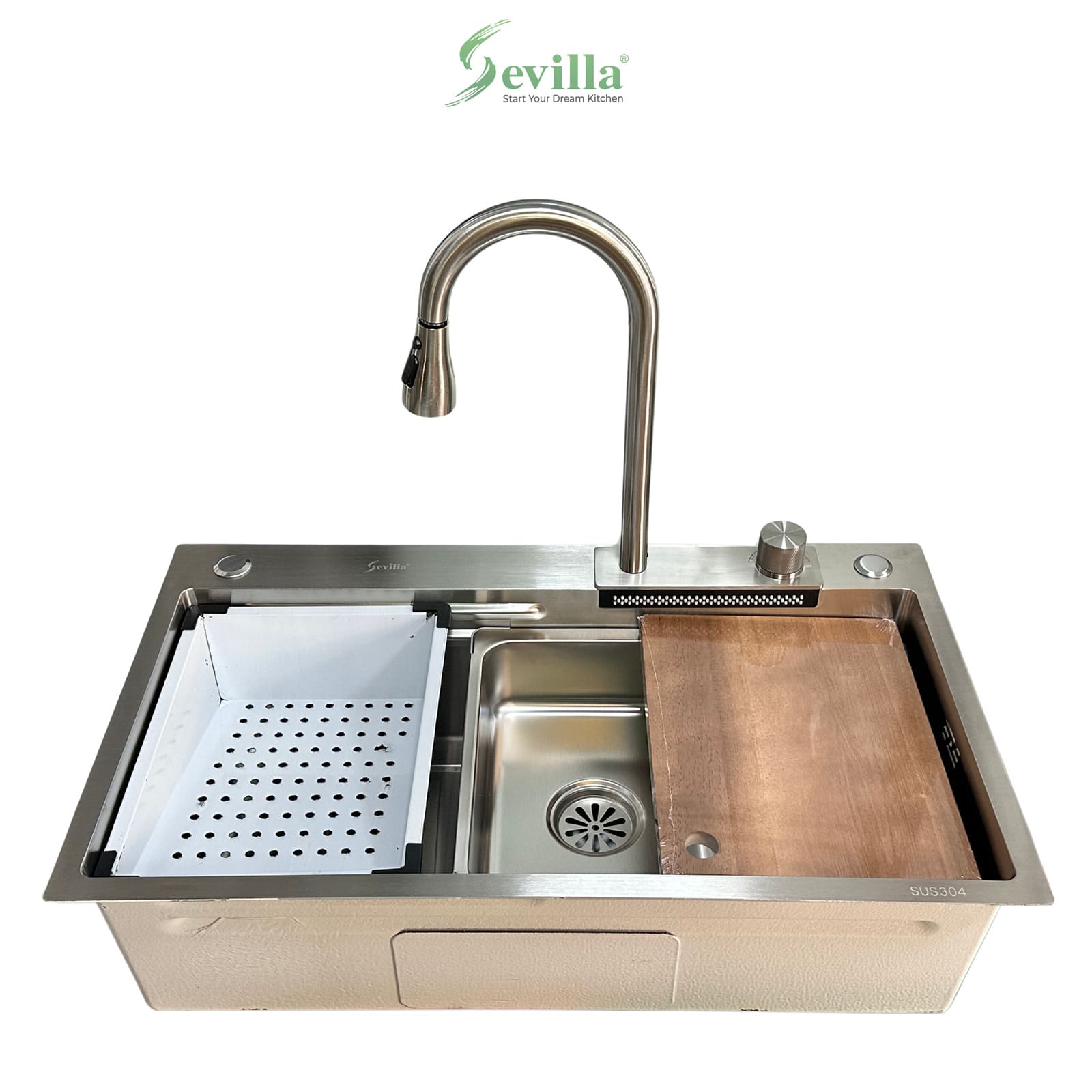 Chậu HANDMADE 01 hố kiểu dáng Châu Âu Sevilla SV-HC combo 7846