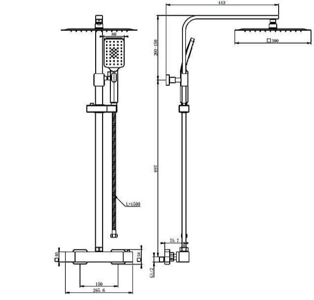 Bản vẽ kỹ thuật sen cây đứng nóng lạnh Clara CF-49355NE