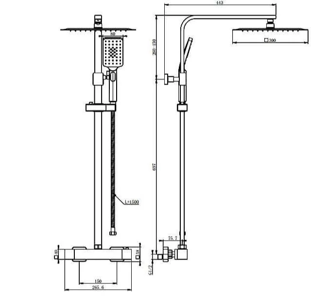 Bản vẽ kỹ thuật sen cây đứng nóng lạnh Clara CF-49355NE
