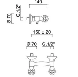 Bản vẽ kỹ thuật củ sen tắm nóng lạnh TOTO TBS06302V