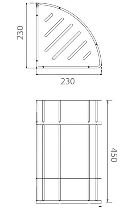 Bản vẽ kỹ thuật kệ để đồ 2 tầng màu vàng Ecobath EC4068-2BG