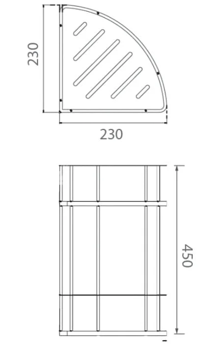 Bản vẽ kỹ thuật kệ để đồ 2 tầng màu vàng Ecobath EC4068-2BG