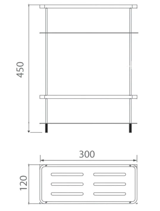 Bản vẽ kỹ thuật kệ để đồ 2 tầng màu vàng Ecobath EC4068-2BG