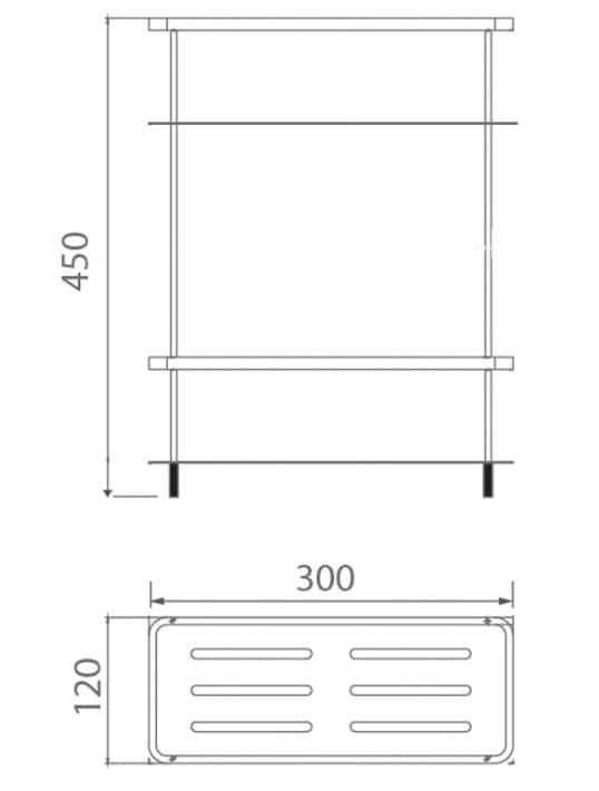 Bản vẽ kỹ thuật kệ để đồ 2 tầng màu vàng Ecobath EC4068-2BG