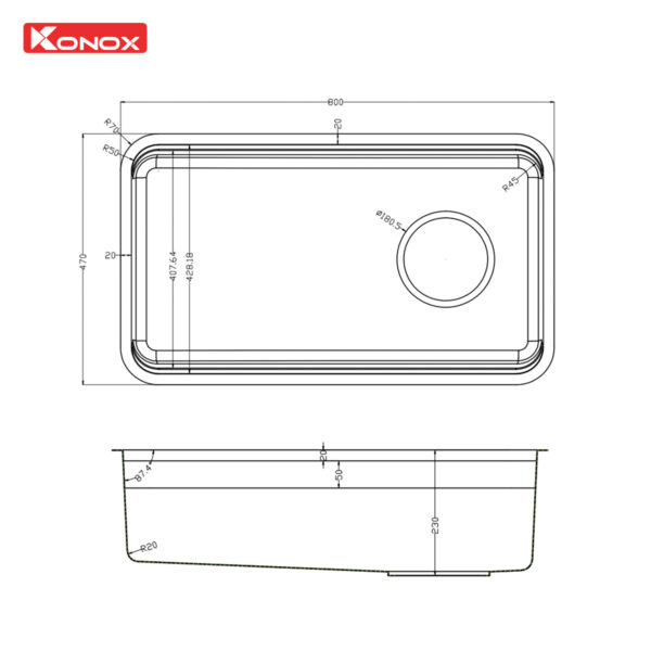 Chậu rửa bát 2 hố Konox KN8246DUA DEKOR