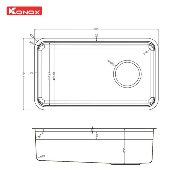 Chậu rửa bát 2 hố Konox KN8246DUA DEKOR