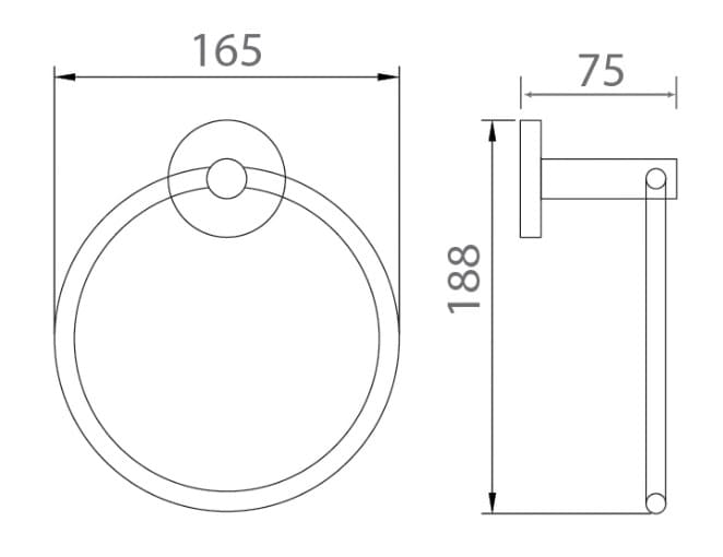 Bản vẽ kỹ thuật vòng Treo khăn màu inox bóng Ecobath EC299-06