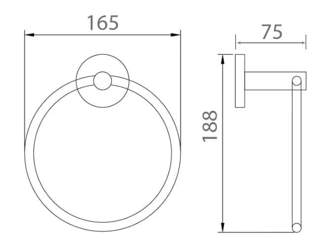 Bản vẽ kỹ thuật vòng Treo khăn màu inox bóng Ecobath EC299-06
