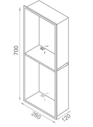 Bản vẽ kỹ thuật kệ để đồ 2 tầng màu vàng Ecobath EC4068-2BG