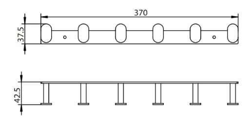 Bản vẽ kỹ thuật móc áo 6 vấu Ecobath EC2005-6BG