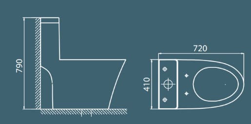 Bản vẽ kỹ thuật bồn Cầu Một Khối Nắp Êm Selta BENTLEY