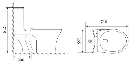 Bản vẽ kỹ thuật bồn Cầu Một Khối Nắp Êm Selta BENTLEY