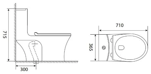 Bản vẽ kỹ thuật bồn Cầu Một Khối Nắp Êm Selta BENTLEY