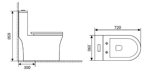Bản vẽ kỹ thuật bồn Cầu Một Khối Nắp Êm Selta BENTLEY