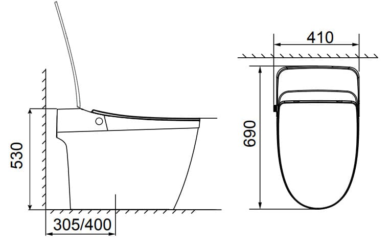 Bản vẽ kỹ thuật bồn cầu thông minh Selta BTM-393