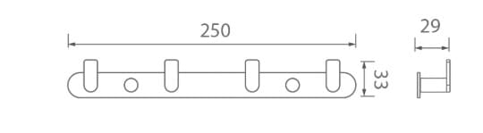 Bản vẽ kỹ thuật móc áo 6 vấu Ecobath EC2005-6BG