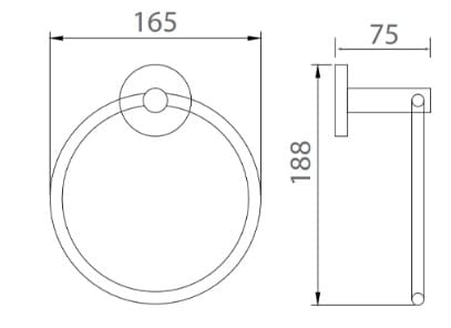 Bản vẽ kỹ thuật vòng Treo khăn màu inox bóng Ecobath EC299-06