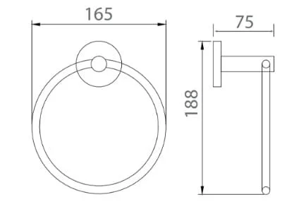 Bản vẽ kỹ thuật vòng Treo khăn màu inox bóng Ecobath EC299-06