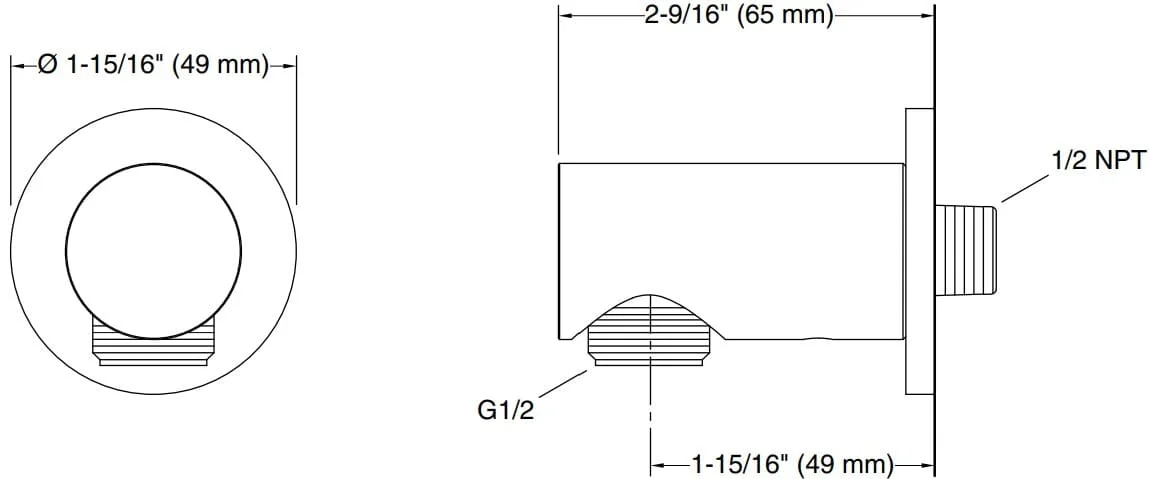 Bản vẽ cổ nối sen tắm Kallista P33387