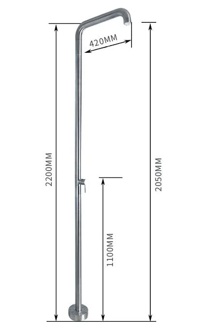 Bản vẽ kỹ thuật sen cây tắm nóng lạnh đặt ngoài trời Miken L-1099