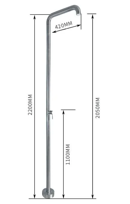 Bản vẽ kỹ thuật sen cây tắm nóng lạnh đặt ngoài trời Miken L-1099