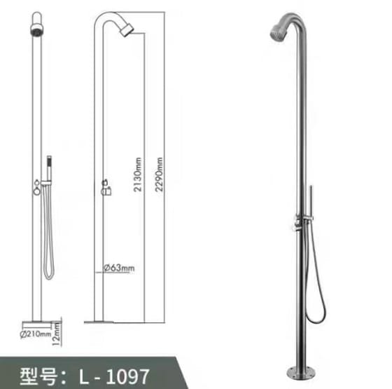 Bản vẽ kỹ thuật sen cây tắm nóng lạnh đặt ngoài trời Miken L-1099