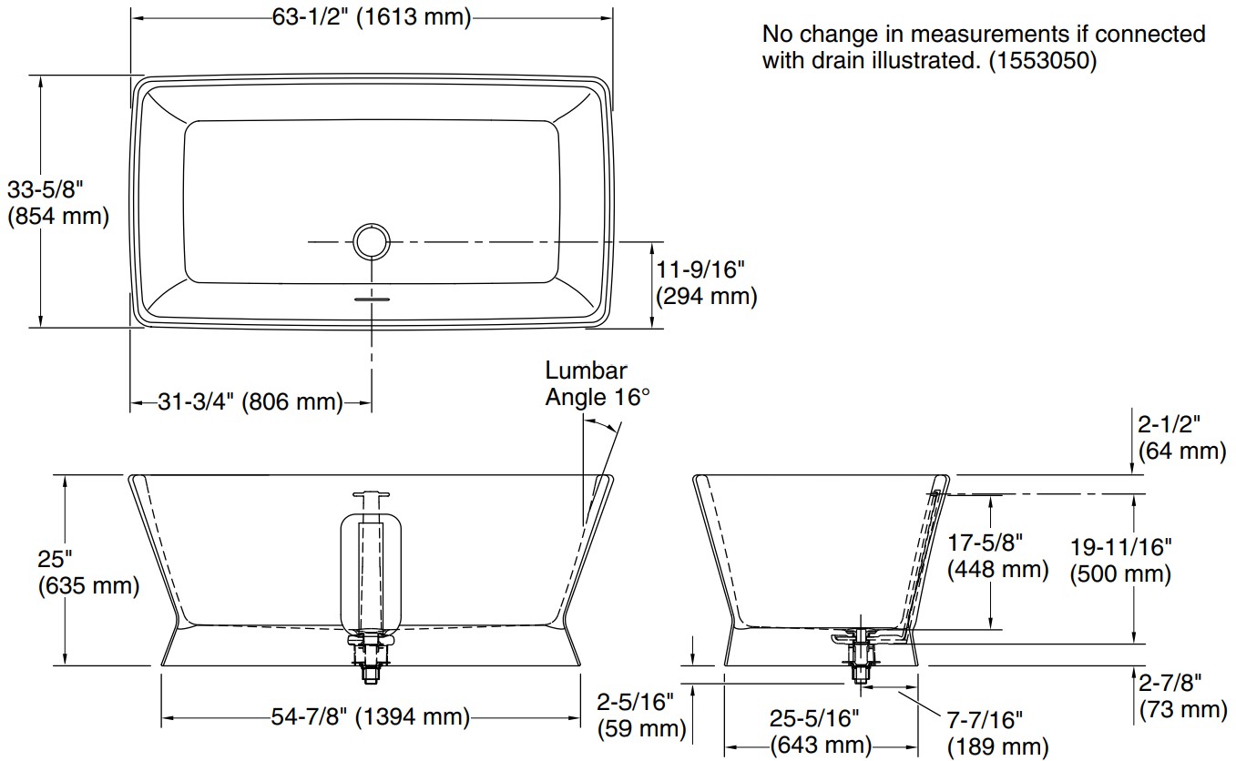 Bản vẽ bồn tắm Kallista P33964