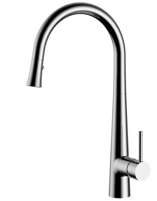 Vòi chậu rửa bát nóng lạnh dây rút màu đen Miken MK-1902B