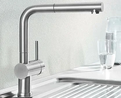 Vòi chậu rửa bát nóng lạnh dây rút màu crom Miken MK-1902C