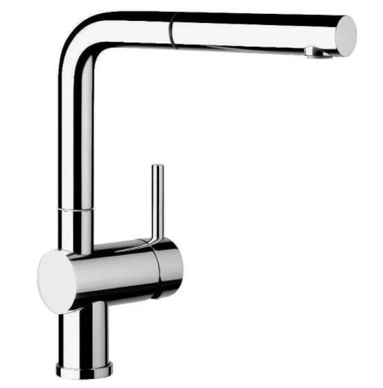 Vòi chậu rửa bát nóng lạnh dây rút màu đen Miken MK-1902B