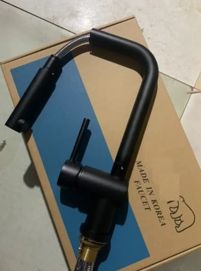 Vòi chậu rửa bát nóng lạnh dây rút màu crom Miken MK-1902C