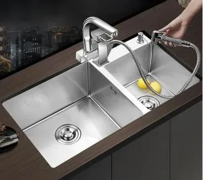 Chậu rửa bát 2 hố lệch Miken MKRB-8545NL