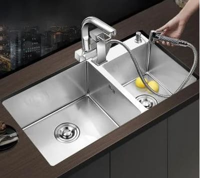 Chậu rửa bát 2 hố lệch Miken MKRB-8545NL