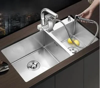 Chậu rửa bát 2 hố lệch Miken MKRB-8545NL