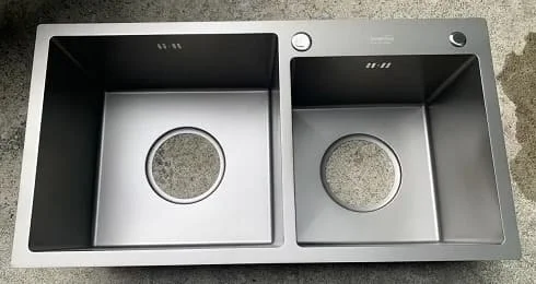 Chậu rửa bát 2 hố lệch Handmade inox304 Miken MKRB-8345NL