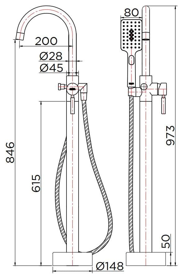 Sen vòi xả bồn tắm đặt sàn karat JKF-43-771-41