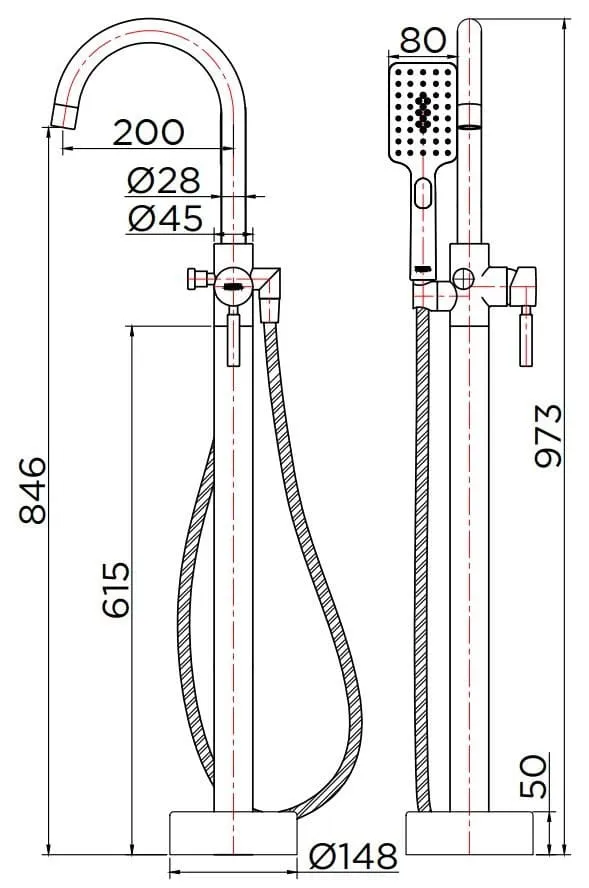 Sen vòi xả bồn tắm đặt sàn karat JKF-43-771-41
