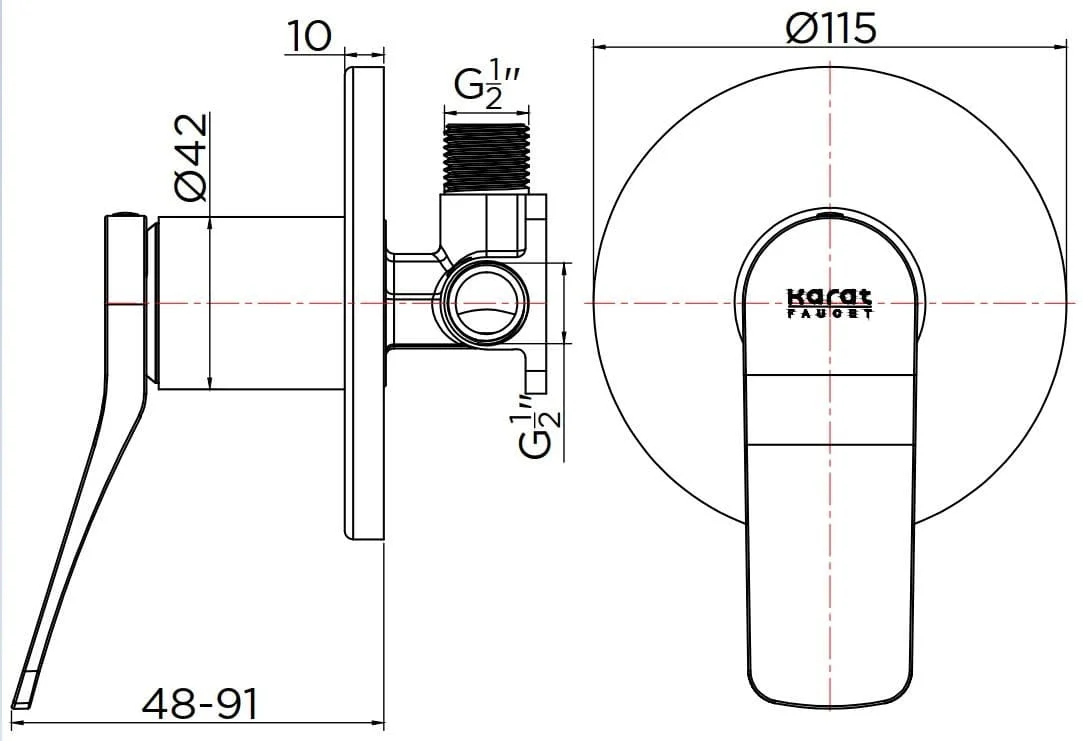 Bản vẽ van điều chỉnh gắn tường Kallista P34132-LV