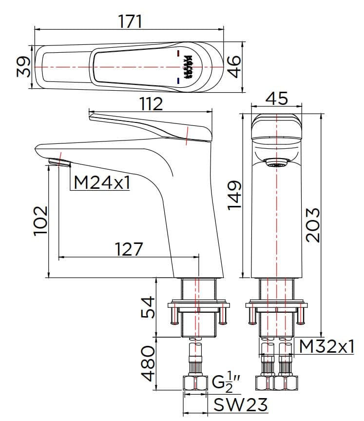 Vòi chậu rửa 1 lỗ mạ chrome Karat KF-68-620-50